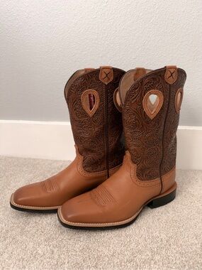 Twisted X Two-Tone Tan & Brown Embossed Leather Western Boots